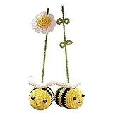 Histeaa Gewebtes Bienen-Autoornament, Biene, Handgehäkeltes Autoornament, Rückspiegel, Autozubehör, Dekoration für Bienenliebhaber