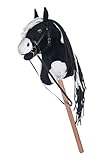 HKM Hobby Horse – Steckenpferd schwarz/weiß, abnehmbare Trense & Lange Mähne, 40 cm Holzstiel – für Hobby Horsing Dressur & Parcours