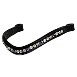 Alice International englische Trensenzaum aus Leder mit weich gepolstertem Stirnband, glitzernde Kristallsteine, für Dressur und Reiten, COB M16