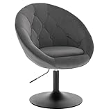 WOLTU 1 x Barsessel Loungesessel mit Armlehne, stufenlose Höhenverstellung, Samt, Dunkelgrau
