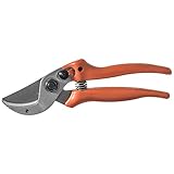 Original LÖWE 15 Profi Amboss Schere 15.104 mit gebogener und antihaftbeschichteter Bypass Klinge - kompakte und starke Schere schneidet ideal hartes Holz wie Kiefer Linde Fichte Lärche