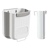 Dzmuero Mülleimer Küche, Biomülleimer, Bio Mülleimer, Arbeitsplatte Küche, Klappbarer Wandmülleimer geeignet für Küche, Camping, Schrank, Badezimmer, Büro, Auto, Schlafzimmer (Grau, 6L)