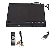 Reinscer DVD-225 Heim-DVD-Player, Digitaler Multimedia-Player, AV-Ausgang mit Fernbedienung für TV, VCD, DVD-Player, EU-Stecker