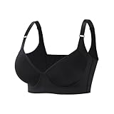 Necalisi Dirndl Damen schwarz mit bügel Große Brüste Starker Halt Soft Bra Gepolstert Nahtloser Glatter Bralette BHS Push up sexy 110D
