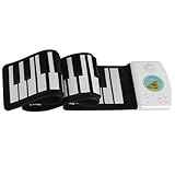 JNJOOD 49 Tragbare elektronische Tastatur für Hand-Klavier mit Tastatur aus weichem Silikon, kompatibel mit Bluetooth, Geschenk für Kinder, Weiß
