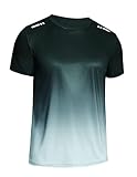 Weardear Sport Tshirts Herren Funktionsshirt Sportshirt Kurzarm Fitnessshirt Trainingsshirt Farbverlauf Sport Muskelshirt Herren Grau XL