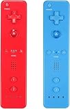 AUFGLO Wii Controller für Wii-Konsolen - Wii Remote Controller 2er-Pack mit Silikonhülle und Handschlaufe (Red + Light Blue)