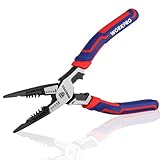 WORKPRO Spitzzange 195mm Flachrundzange Multifunktionale Zange Cr-V Stahl Drahtschneider zum Abisolieren Kabelschneiden, für Heimwerker, Profis, DIY, Reparatur
