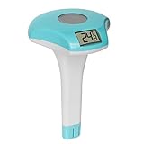 TFA Dostmann Digitales Solar Poolthermometer 30.2033.20, Befestigungsleine 1 m, IPX8 wasserdicht, ohne Batterie, Messbereich ‑20 bis +50 °C, genau, Ideal für Pool, Teich, Schwimmbad, weiß/türkis