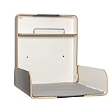 KEMMLIT Toledo Wickeltisch/ Timkid Kawaform- klappbar platzsparend, Wandwickeltisch inkl. grauer Wickelauflage bzw. Wickelunterlage, Farbe Schwarz, Wandwickelregal für öffentl. & priv. Bereich, TÜV, Wickelstation aus Formholz