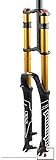 splumzer Fahrrad Federgabel 26/27.5/29' für Mountainbike DH Air Double Shoulder Downhill Abseilen Stoßdämpfer Straight Tube Ultralight Fahrrad Stoßdämpfer Zugstufeneinstellung (Gold, 27,5 Zoll)