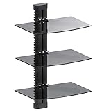Maclean MC-664 Wandregal 3-Fach Glasregal 8kg Wandhalterung für DVD Player Spielconsolen HiFi Halterung Hängeregal