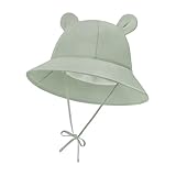 Durio Unisex Baby Kleinkinder Sonnenhut Kappe Mütze Fischerhut Strandhut Kinder Baby Mädchen Jungen Sommerhut UV Schutz UPF 50+ Grün 3-6 Monate
