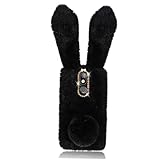 BEBEMOKO Warme Handyhülle, Beanie, Kaninchenkäfig, Stecker, Fuzzy Wild Rennmaus, Bildschirm, Meerschweinchen, Meerschweinchen, Outdoor, Pan, Hay Cam, Handys, Strass, Handyhülle, Schwarz