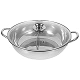 UTHCLO Edelstahl Hot Pot mit Trennwand Dicker für Induktionsherd und Gas Hitzebeständig mit Deckel Rutschfestem Griff für Familien hotpot und Mehrgeschmack kochen