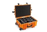 B&W Transportkoffer Outdoor - Typ 6700 Orange - mit variabler Facheinteilung, Trolley Koffer, ideal auf Tour - wasserdicht nach IP67 Zertifizierung, staubdicht, bruchsicher und unverwüstlich