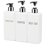 Segbeauty Seifenspender, 3 Stück 500 ml Seifenspender Set mit Etiketten für Shampoo Conditioner Body Soap, Shampoo Flaschen zum befüllen für Küche und Bad, Weiß