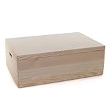 HolzFee Holzkiste 59 x 40 x 20 cm Kiste Holz Kiefer große Aufbewahrungsbox (Standardboden)