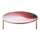 ZKBDBWTR Minimalistischer runder Couchtisch aus Glas, blauer Beistelltisch aus gehärtetem Glas mit Metallrahmen, moderner Akzenttisch für Wohnzimmer, Schlafzimmer, kleine Räume (Rosa, klein)