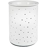 ONVAYA Porzellan Duftlampe DOTS | 1 Stück | Elektrisch | Weiss | 15 cm | für die Steckdose | mit Birne | Aromalampe