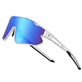 DUCO Kinder Sonnenbrille Jugend Baseball Sonnenbrille Leicht TR90 Rahmen UV400 Sport Radfahren Schatten für Jungen Mädchen DK268, Weißer schwarzer Rahmen, schwarzer Tempel, Revo, blaue Linse