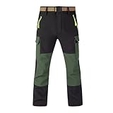 Hpbygstae wasserdichte Thermohose für Jungen und Mädchen, Schneehose, Winter Outdoor Hose, Gefütterte Cargohose, Kinder Softshell Skihose,Green-XL