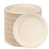HAAGO 96 Zuckerrohr Bagasse Einwegteller für Geburtstage, Hochzeiten, Partys, 26cm - Stabil, Umweltfreundlich, Biologisch Abbaubar & Kompostierbare