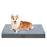 Bedfolks Orthopädisches Hundebett aus Memory-Schaumstoff für extra große Hunde, wendbares, waschbares Hundebett mit Futter und abnehmbarem Bezug, 2-lagige Haustierbett-Matratze, Grau