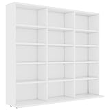 vidaXL CD Regal mit 15 Fächern DVD Bluray Medienregal Medienschrank Aufbewahrung Standregal Regalwand Bücherregal Weiß 100x23x89,5cm Holzwerkstoff