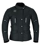 RS Motorradjacke für Damen, Textil, Winter, wasserdicht, mit CE-Protektoren, Schwarz , 42