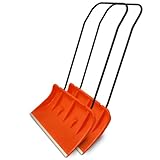 Bituxx Schneeschieber 80cm Schneeschaufel Schneewanne Schneeschild extra Breit mit Bügelgriff und Räder Orange (2 Stück)