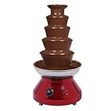 Edelstahl Schokoladenbrunnen 5 Ebenen Mini Schokobrunnen Schokolade mit Schmelzfunktion 230W 30-110 ℃ Schoko Brunnen für Brunch, Partys, Weihnachten, Silvester (Rot)