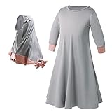 Gebetskleid Kinder Gebetskleidung Khimar Set für Baby Mädchen Muslimisch Abaya Jilbab Islamische Kleider Ramadan Langarm Kaftan Locker Maxi Dress (Grey, 4-5 Years)