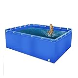 Tragbarer PVC-Canvas-Aquarium-Pool mit Ablassventil für Salzwasserfische, 0,5 mm, Plane, Wasserspeichertank für Koi-Fische, Schildkröten und Schwimmen, temporäres Haltebecken (1,5 x 4 x 0,8 m)