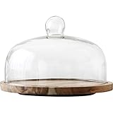 CTCOIJRN Holz-Kuchentablett, Obst-Dessert-Kuchenständer, transparente Glasabdeckung, Kuchenkuppel, Käseplatten-Abdeckung(6 inch)