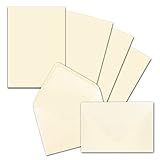 25x Briefpapier-Sets DIN A5 mit C6 Briefumschlägen - Vanille -Nassklebung (Creme) - mattes Schreibpapier mit Kuverts - FarbenFroh by GUSTAV NEUSER