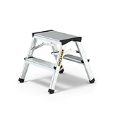 DRABEST Trittleiter Klapptritt Aluleiter Haushaltsleiter beidseitig begehbar 2 x 2 Stufen bis 125 kg belastbar