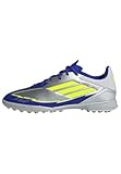 adidas Unisex F50 League Football Boots Turf, Silver Metallic/Solar Yellow/Lucid Blue, 46 EU