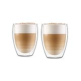 GLASWERK Design Latte Macchiato Gläser doppelwandig (2 x 350ml) Cappuccino Tassen - Doppelwandige Gläser aus Borosilikatglas - Spülmaschinenfeste Teegläser Kaffeetassen Set - Thermogläser doppelwandig