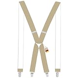 Zukunftsenkel Hosenträger 4 Starke Clips X-Form 3,5cm Breite Herren Damen Skihose Arbeitshose Verstellbar und Elastisch Fasnacht H-Form (Beige)