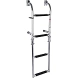 Aioneer Bootszubehör Marine 4-Stufige Klappleiter Boot Marine Edelstahl Pontonleiter Poliert 2+2 Stufen