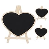 DIKACA 3 Stück Teiliges Kleine Herzform Kreidetafeln mit Holzständer Wiederverwendbare zum Beschriften und Malen Multifunktionale für Zuhause Garten Party und Hochzeit