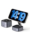 UGREEN MagFlow 2 in 1 iPhone Ladestation kompatibel mit MagSafe faltbares Wireless Charger für iPhone 17/17 Air/16 Pro/16/15/14/13/12, AirPods, Winkel-Einstellbarer Ladeständer, mit 1M Kabel
