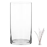 QWORK® Zylindrische Glasvase 20x10cm - Moderne Klare Blumenvase für Elegante Tischdekoration