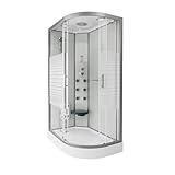 Home Deluxe - Komplettdusche WHITE PEARL - Maße 120 x 80 cm Rechts - inkl. Regendusche, Radio und Zubehör I Fertigdusche, Dusche, Duschtempel