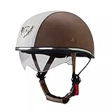 VVPEC Halbhelme Motorradhelm mit Visier Halbschalenhelm mit ECEDOT Genehmigt, Brain-Cap Halbschale Roller-Helm Scooter-Helm Jet-Helm Retro für Erwachsene Herren Damen(2,S=55~56cm)