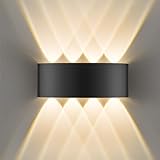 GOOSKI LED Wandleuchte Innen IP65, 8W Wandlampe Up Down mit 8 Lichtquellen, 3000K Warmweiß Außenwandleuchte aus Aluminium, LED Wandbeleuchtung für Wohnzimmer Schlafzimmer Treppenhaus Flur