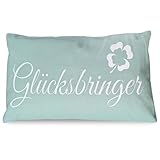 Bada Bing Deko Kissen Spruch Glücksbringer mintgrün - modernes Sofakissen in 50x30 cm - Kuschelkissen mit Bezug und Füllung - Couchkissen Zierkissen fürs Wohnzimmer Schlafzimmer und Couch