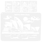 Hemobllo 9 Blätter Wiederverwendbare Landschafts malvorlagen aus Pet Langlebige Schablonen für DIY Bastelprojekte Geeignet für Wandgestaltung Möbel und Tragbar und Waschbar