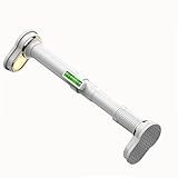 Verstellbare Kleiderstange aus Metall, 2,5–3,7 m, ausziehbare Gardinenstange mit Wasserwaage, einziehbarer Kleiderständer ohne Bohren, Weiß – perfekt für Kleiderschrank und Duschvorhänge